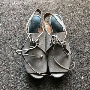 Tibi Malone lavender platform wedge sandals